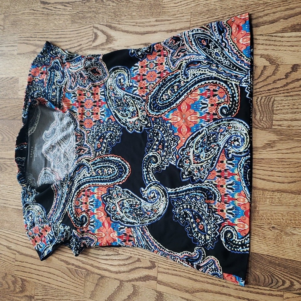 (L) Grace Pasiley Print Colorful Zen Casual Fit Closet Staple Relaxed Comfort